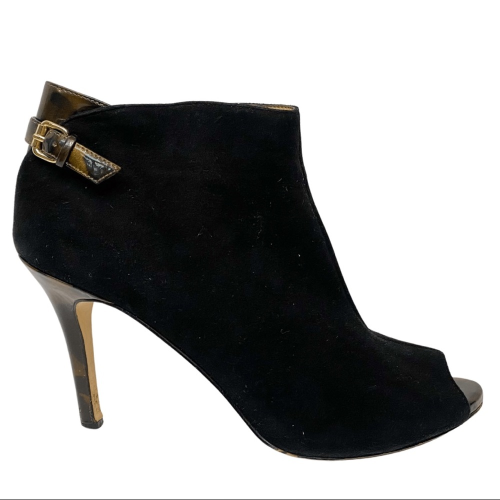 Ann Taylor Black Leather Peeptoe Shooties Stilettos size 9